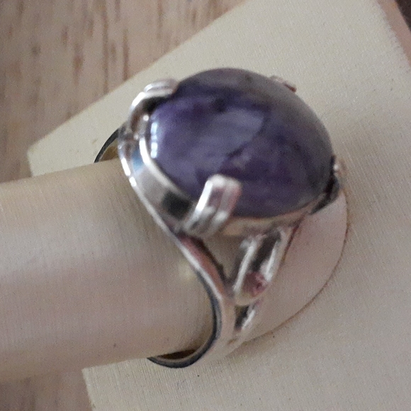 Sterling Silver Charoite Gemstone Ring T100 - Picture 12 of 14